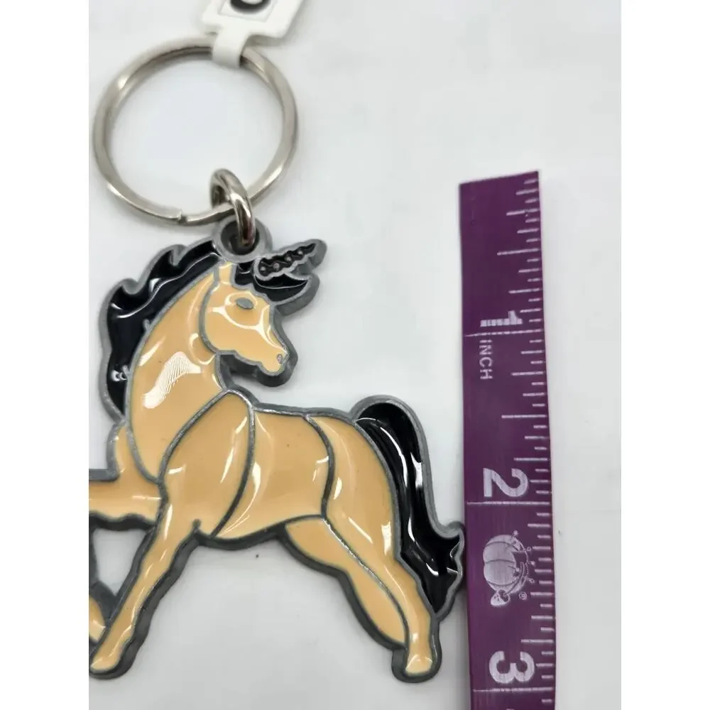 NOS Vintage 80s Unicorn Key Ring Key Chain Stained Glass Style New Old Stock